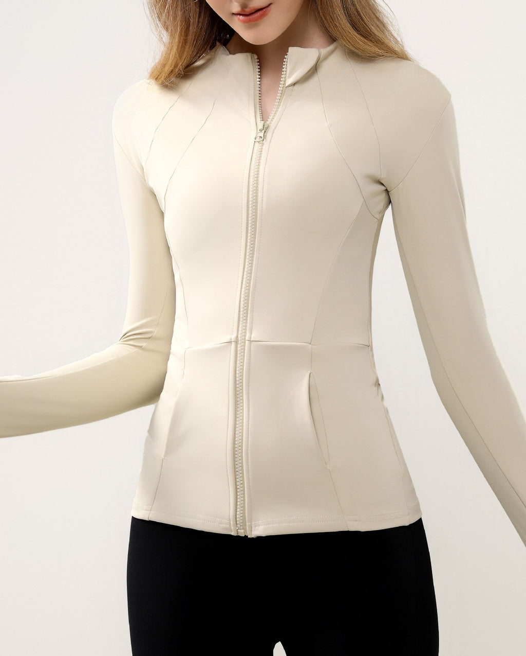 Stand Collar Zip Athletic Jacket With Pockets