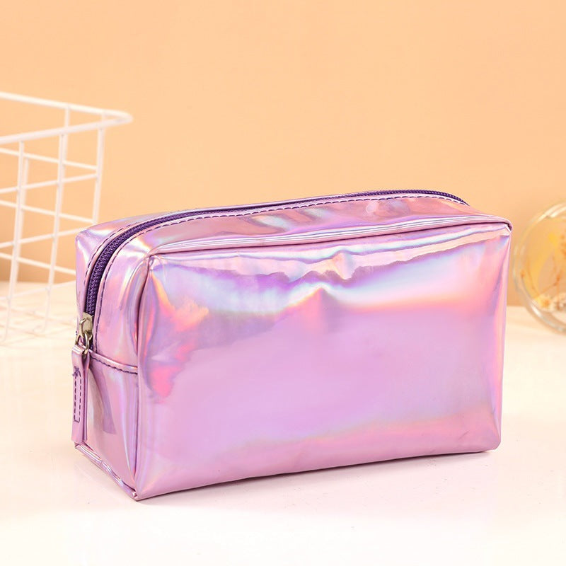 Holographic Boxy Zip Cosmetic Pouch - Pink