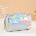 Holographic Boxy Zip Cosmetic Pouch - Silvery