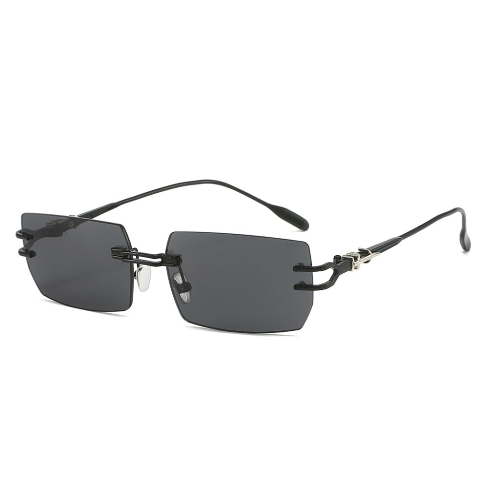 Frameless One-Piece Square Sunglasses - Black