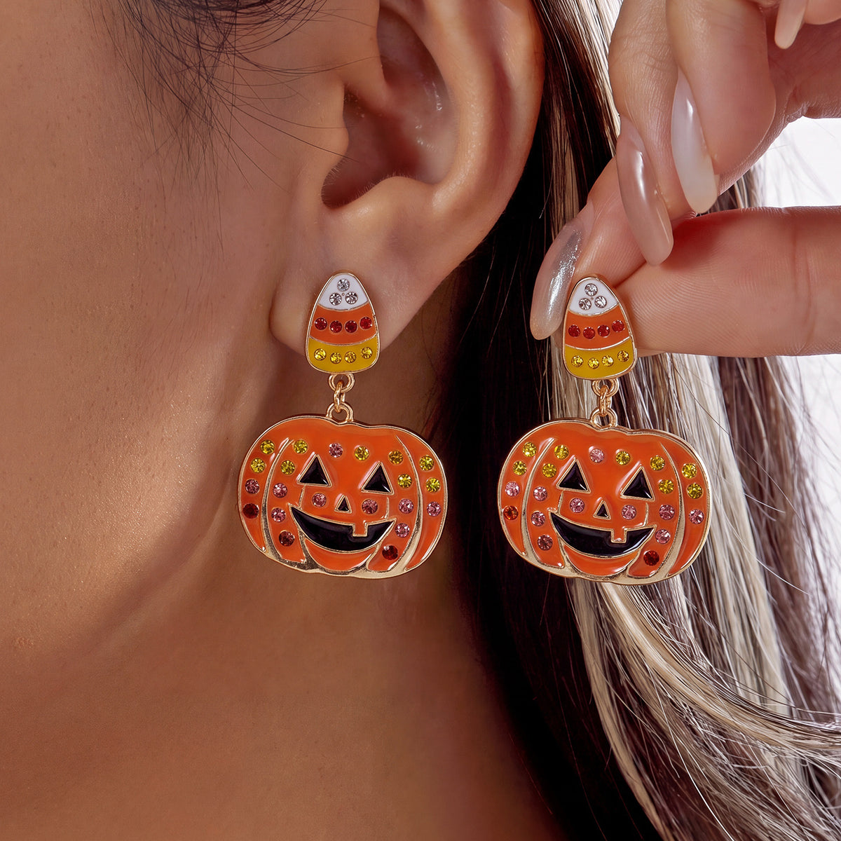 Pumpkin Ghost Cupcake Halloween Dangle Earrings - NO-1