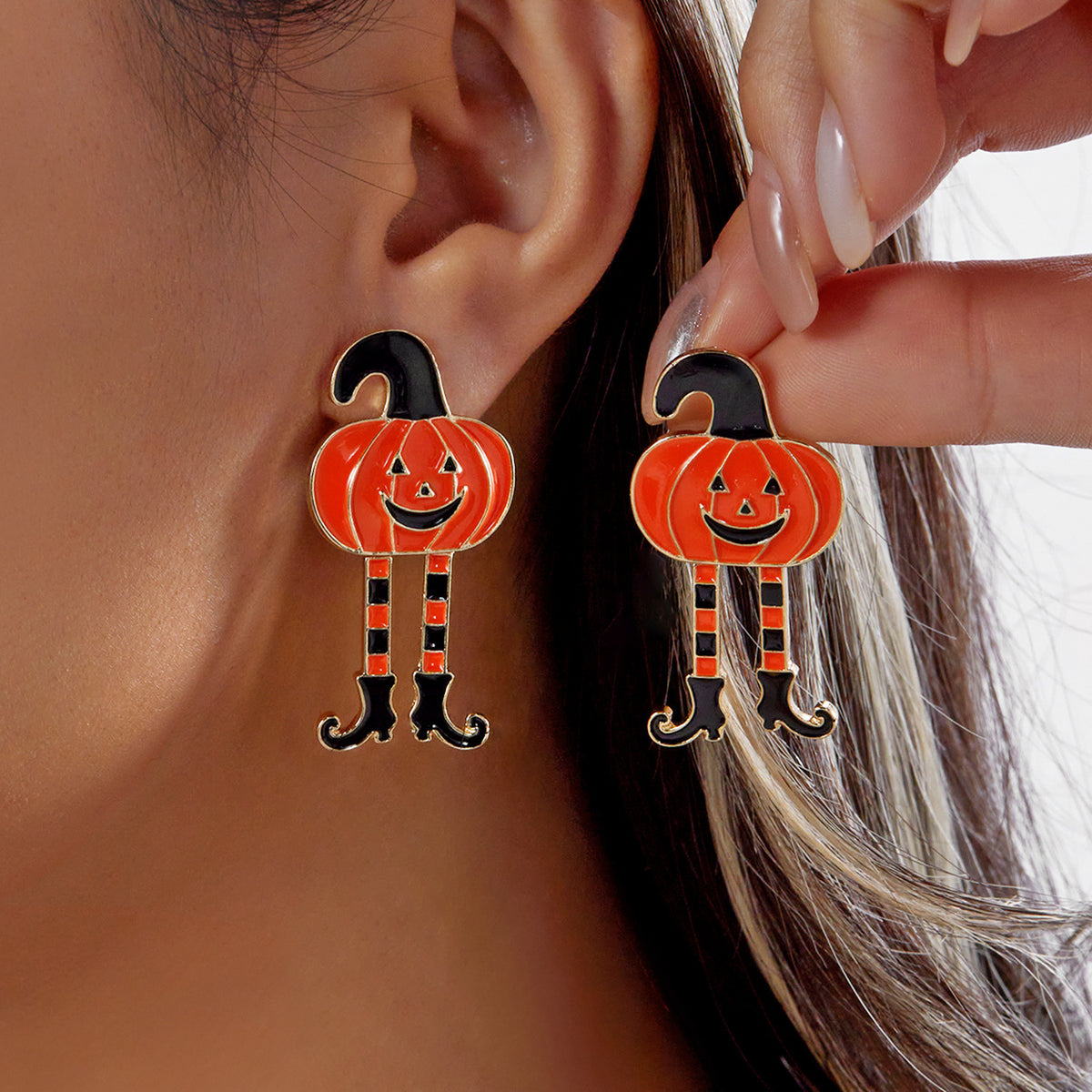 Pumpkin Ghost Cupcake Halloween Dangle Earrings - NO-3