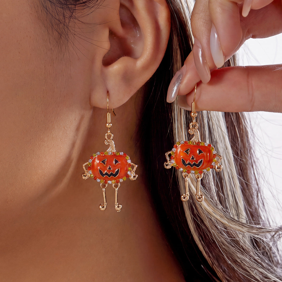 Pumpkin Ghost Cupcake Halloween Dangle Earrings - NO-4