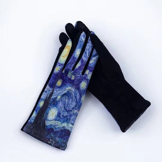 Classic Painting Print Touchscreen Gloves - Color_13