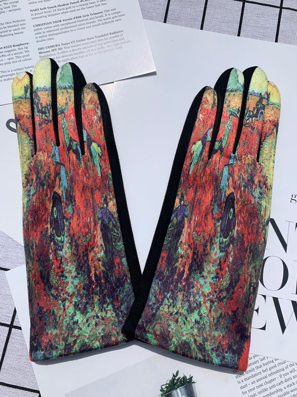 Classic Painting Print Touchscreen Gloves - Color_5