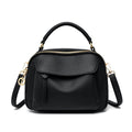 Pebbled Faux Leather Top Handle Crossbody Bag - Black