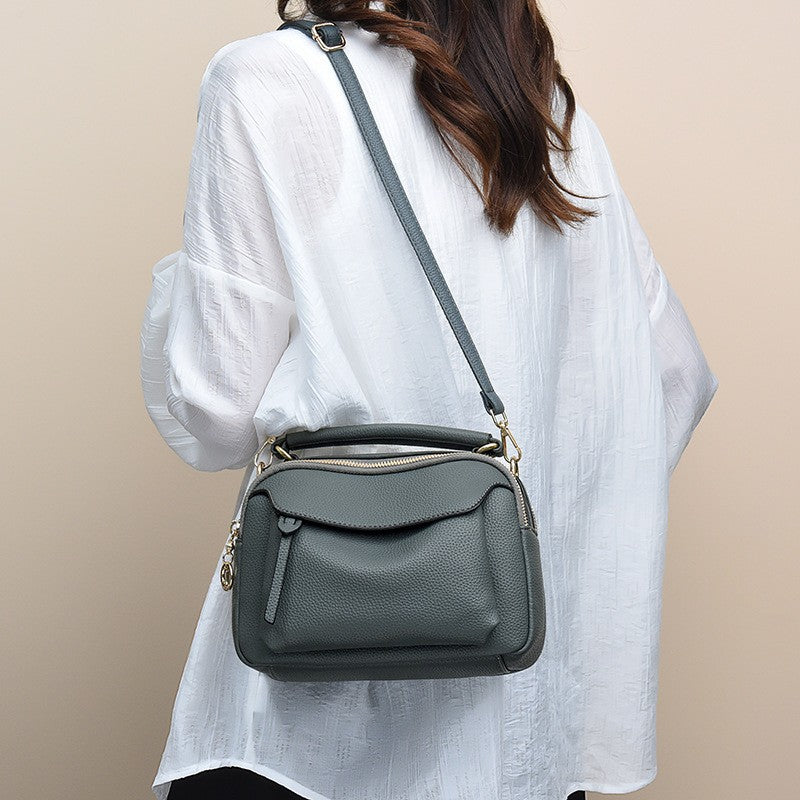 Pebbled Faux Leather Top Handle Crossbody Bag