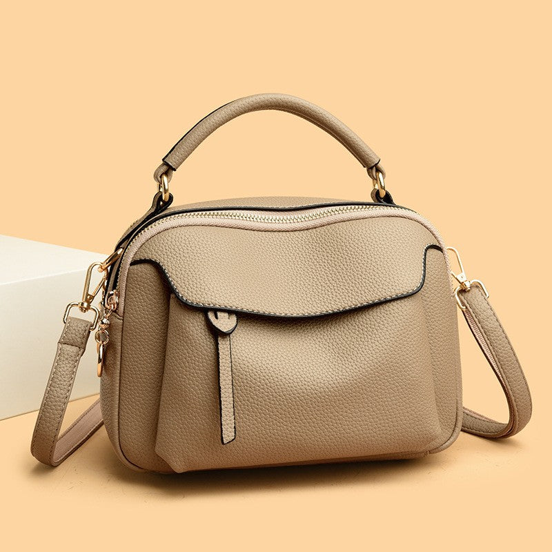 Pebbled Faux Leather Top Handle Crossbody Bag
