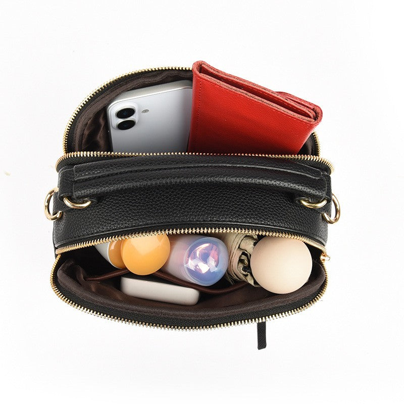 Pebbled Faux Leather Top Handle Crossbody Bag