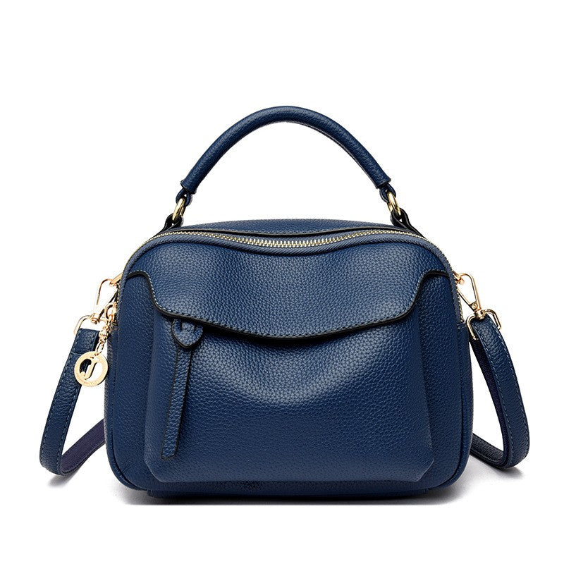 Pebbled Faux Leather Top Handle Crossbody Bag