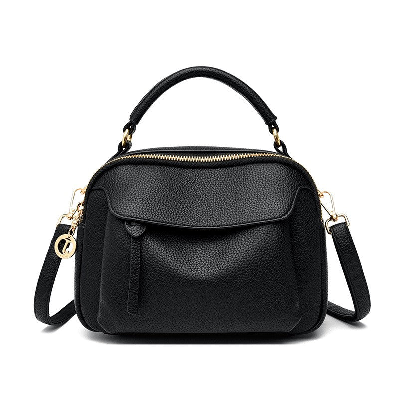 Pebbled Faux Leather Top Handle Crossbody Bag