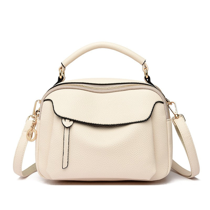 Pebbled Faux Leather Top Handle Crossbody Bag