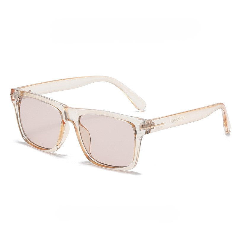 Flat Top Square Frame Sunglasses - Apricot