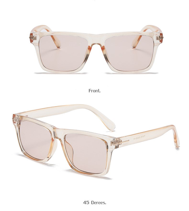 Flat Top Square Frame Sunglasses - Apricot - 1
