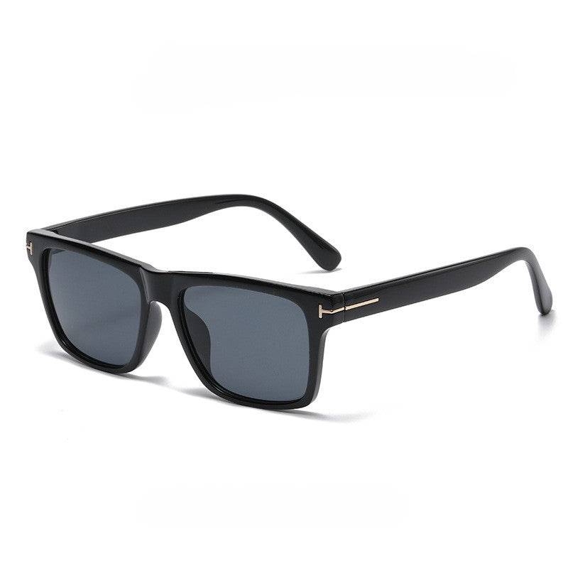 Flat Top Square Frame Sunglasses - Black