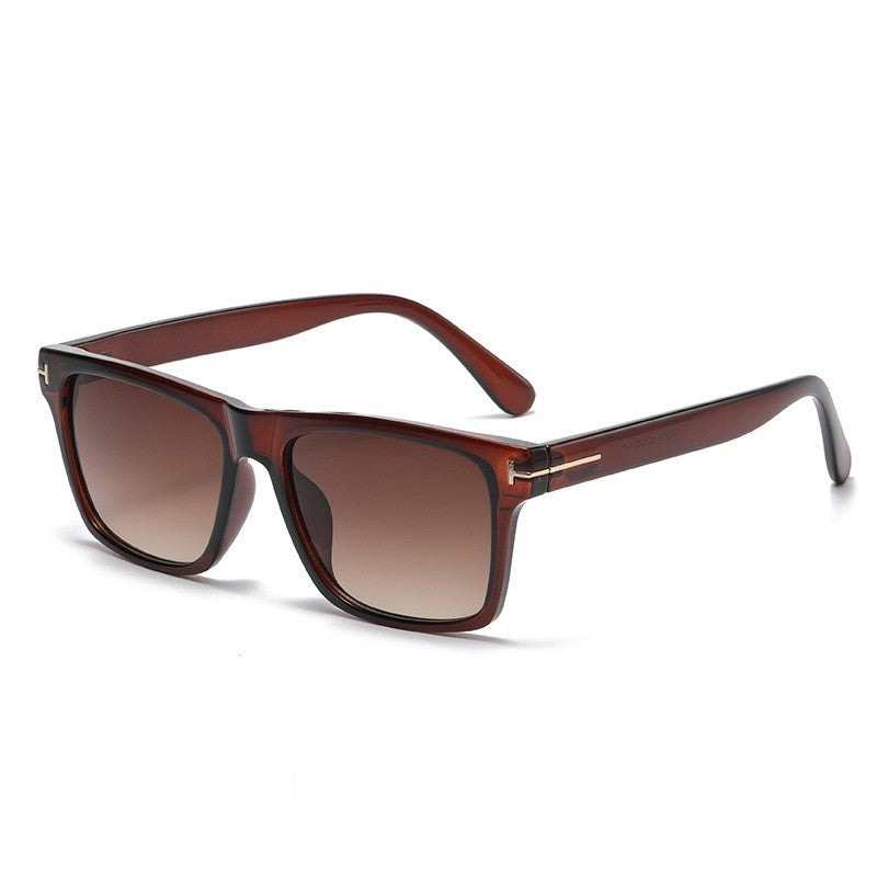 Flat Top Square Frame Sunglasses - Brown