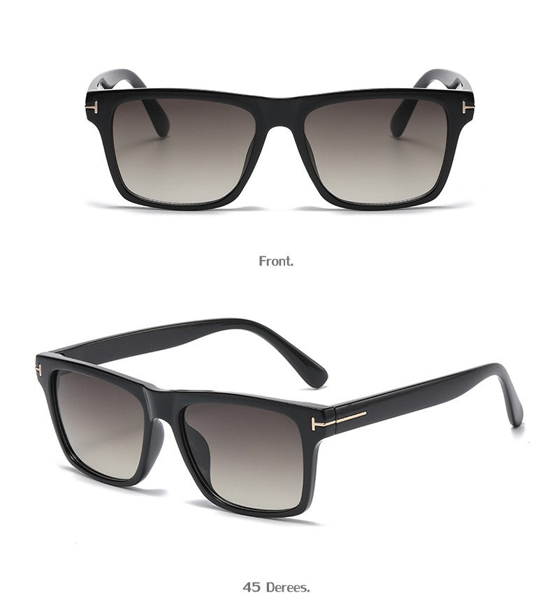 Flat Top Square Frame Sunglasses - Grey - 1