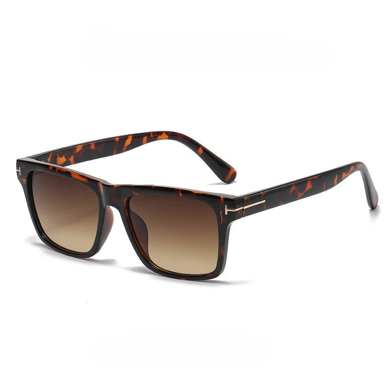 Flat Top Square Frame Sunglasses - Leopard