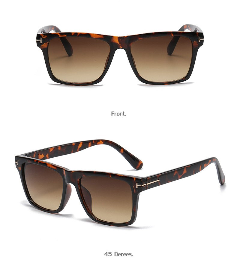 Flat Top Square Frame Sunglasses - Leopard - 1