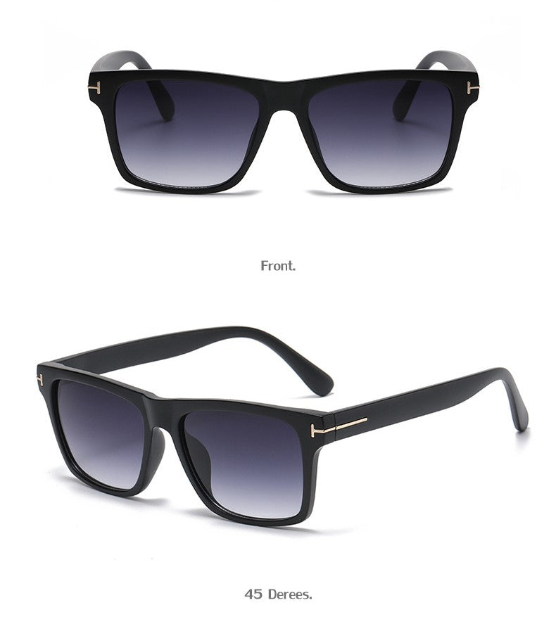 Flat Top Square Frame Sunglasses - Purple - 1
