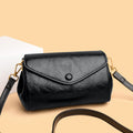 Vintage Envelope Flap Barrel Crossbody Bag - Black