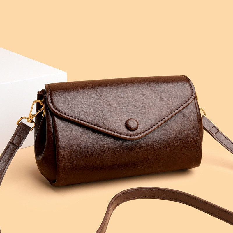 Vintage Envelope Flap Barrel Crossbody Bag