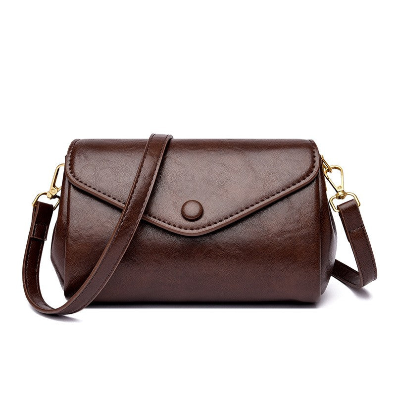 Vintage Envelope Flap Barrel Crossbody Bag