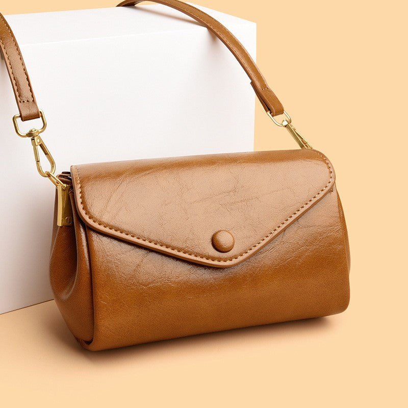 Vintage Envelope Flap Barrel Crossbody Bag