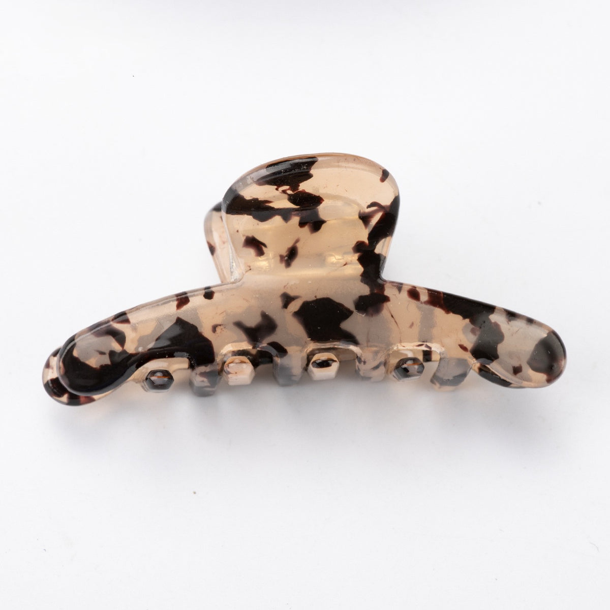 Studded Arch Marbled Hair Claw Clip - Brown