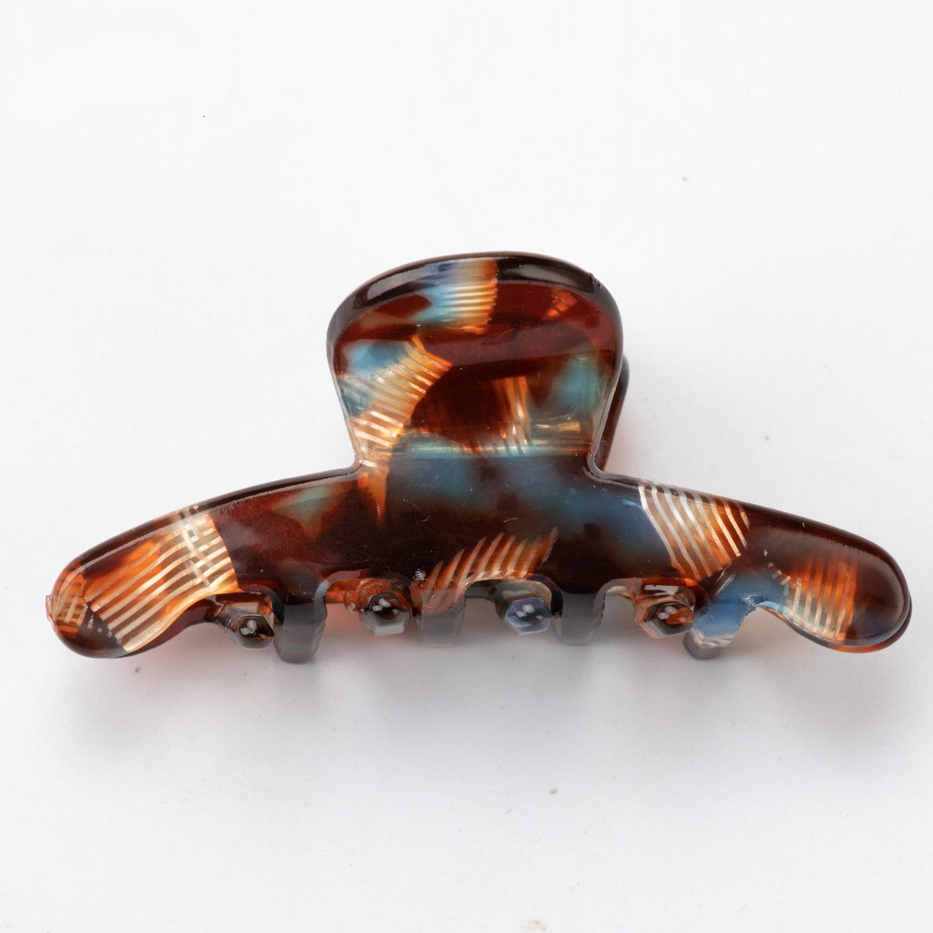 Studded Arch Marbled Hair Claw Clip - Red