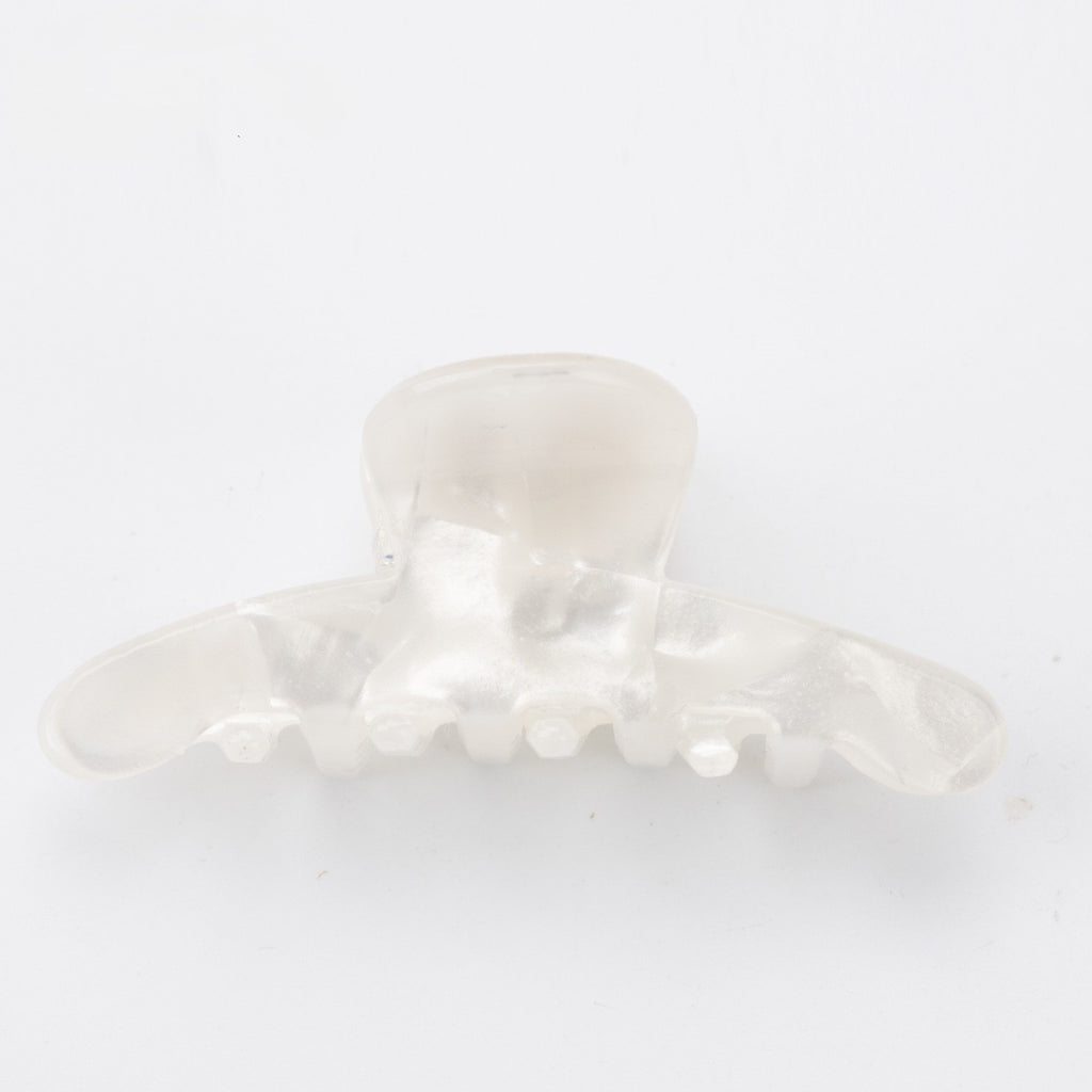 Studded Arch Marbled Hair Claw Clip - White