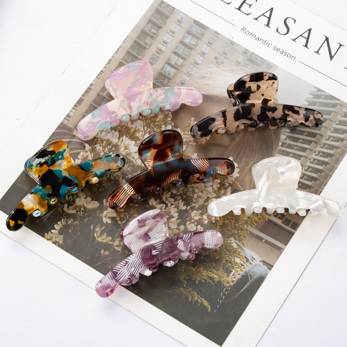 Studded Arch Marbled Hair Claw Clip - view 1