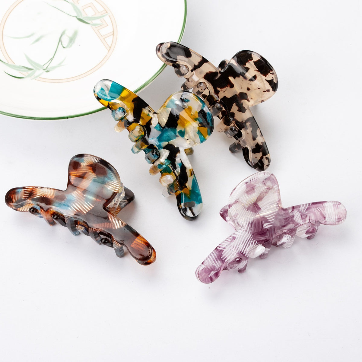 Studded Arch Marbled Hair Claw Clip - view 3