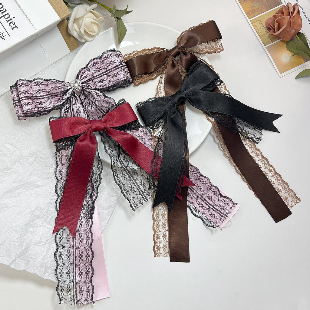 Layered Lace Ribbon Bow Hair Clip