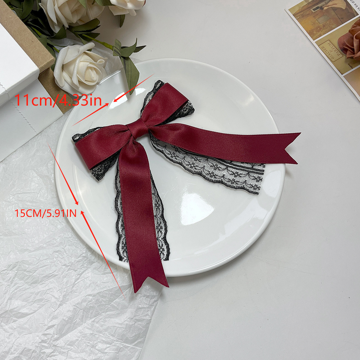 Layered Lace Ribbon Bow Hair Clip - view 1