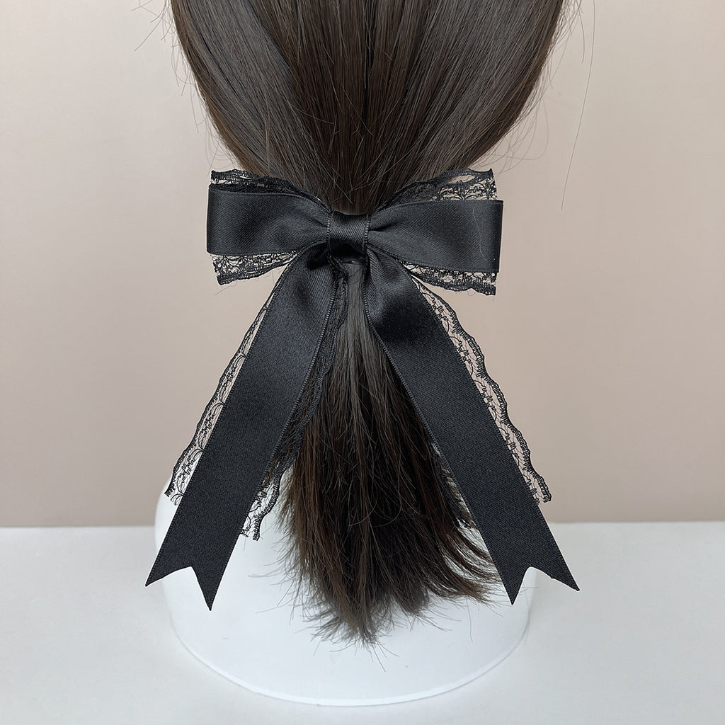 Layered Lace Ribbon Bow Hair Clip - view 2