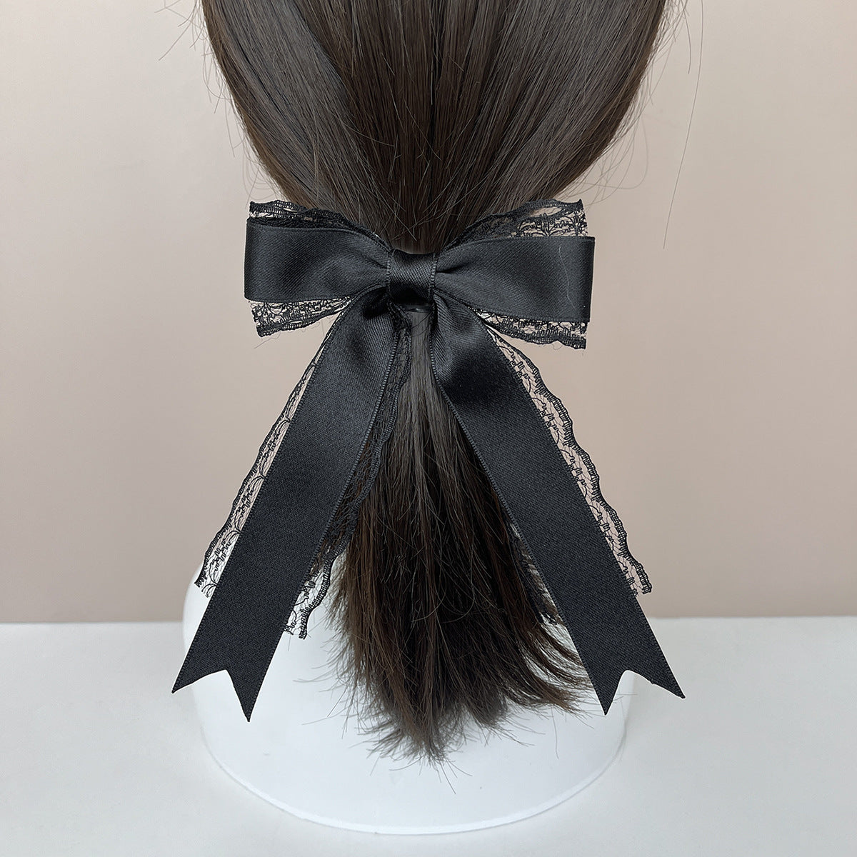 Layered Lace Ribbon Bow Hair Clip - view 2