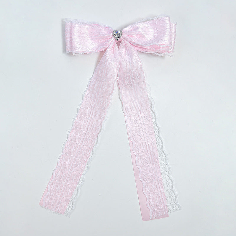 Layered Lace Ribbon Bow Hair Clip - view 6