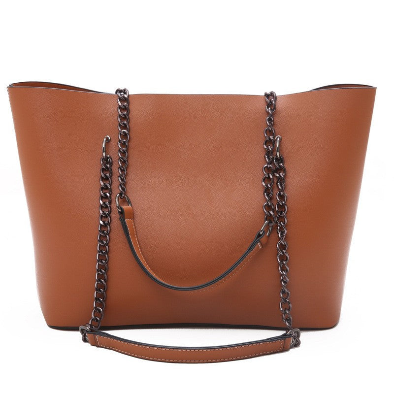 Chain Strap Faux Leather Tote Bag