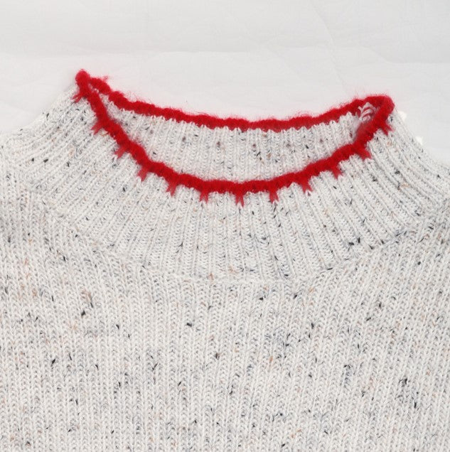 Heart Patch Speckled Knit Jumper - Grey - 5