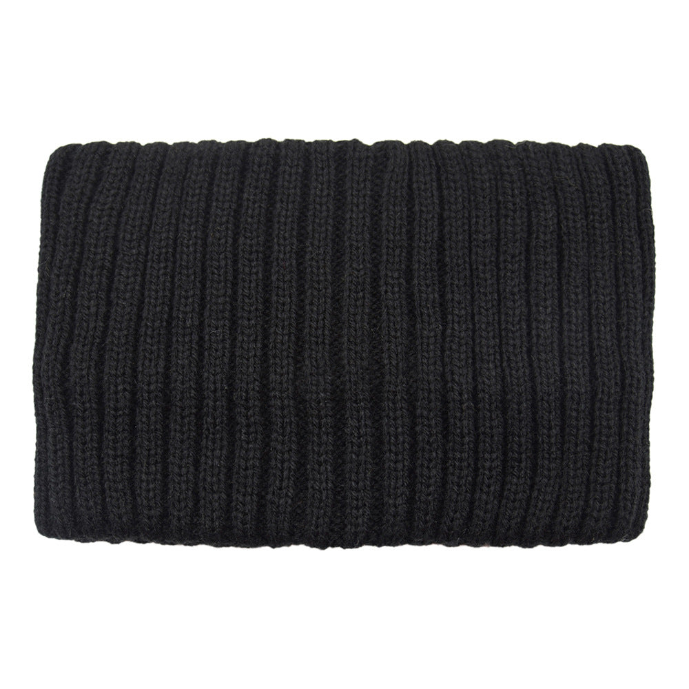 Wide Rib Knit Winter Headband - Black