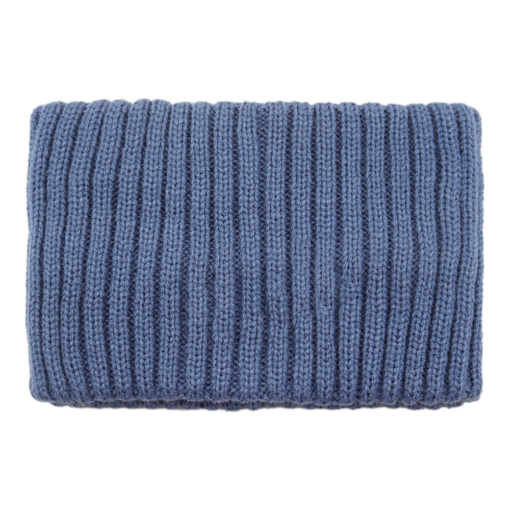 Wide Rib Knit Winter Headband - Blue