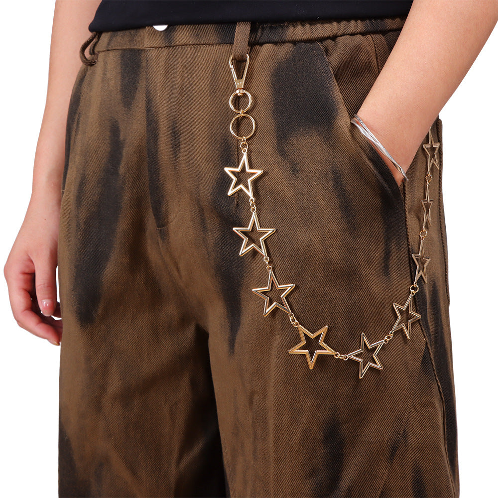 Y2K Open Star Link Single Strand Metal Jean Chain - Gold - 1