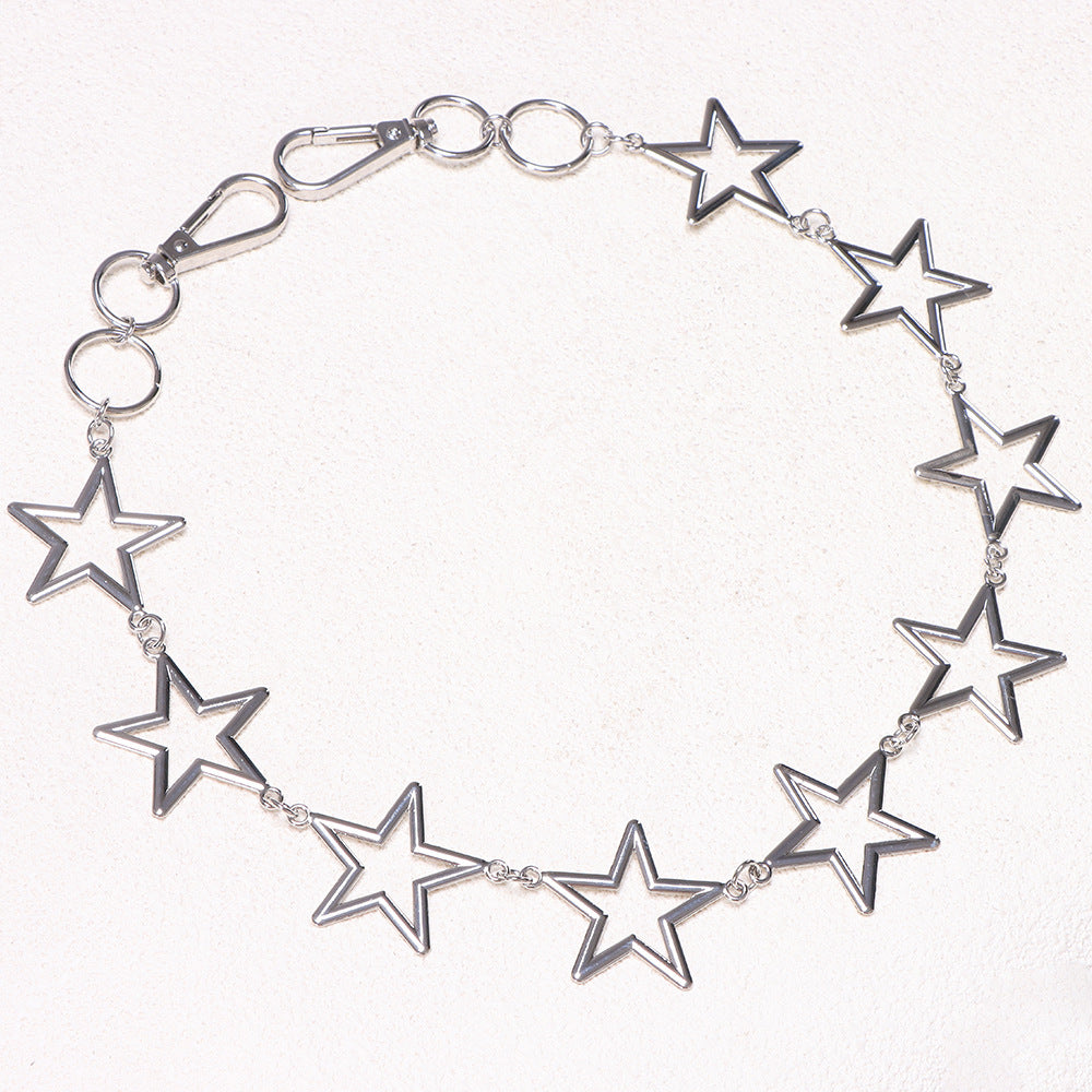 Y2K Open Star Link Single Strand Metal Jean Chain - Silver - 1