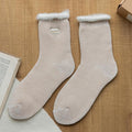 Fleece Lined Faux Fur Cuff Socks - LightCoffee