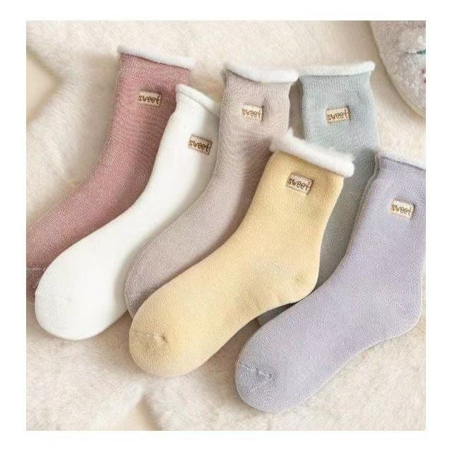 Fleece Lined Faux Fur Cuff Socks - view 1