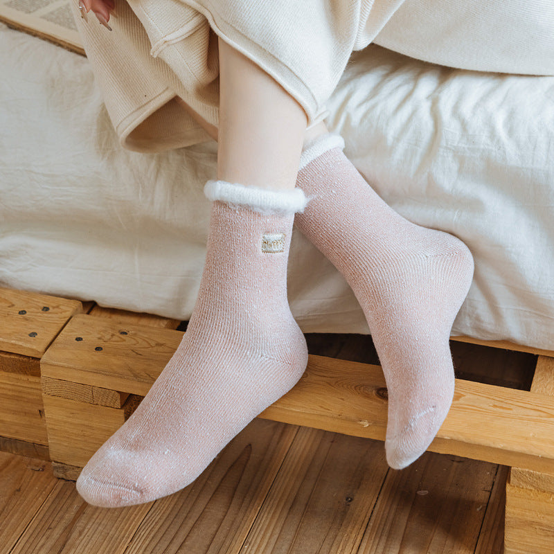 Fleece Lined Faux Fur Cuff Socks - view 3