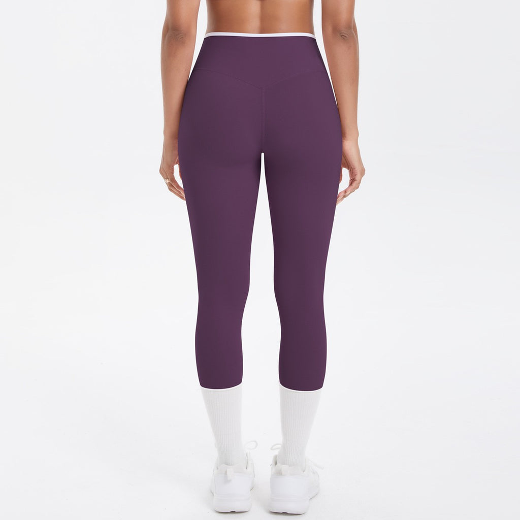 Contrast Trim Crossover High Waist 7/8 Yoga Leggings