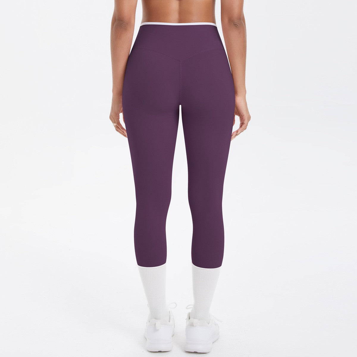 Contrast Trim Crossover High Waist 7/8 Yoga Leggings