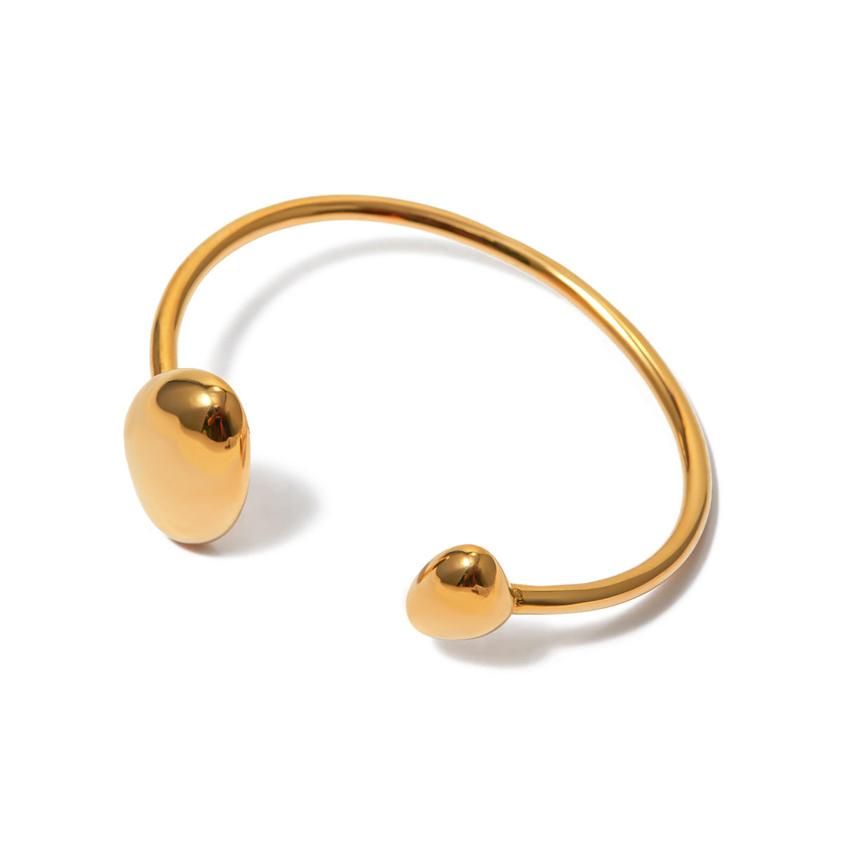 Pebble Terminal Thin Wire Cuff Bracelet - Gold - 4